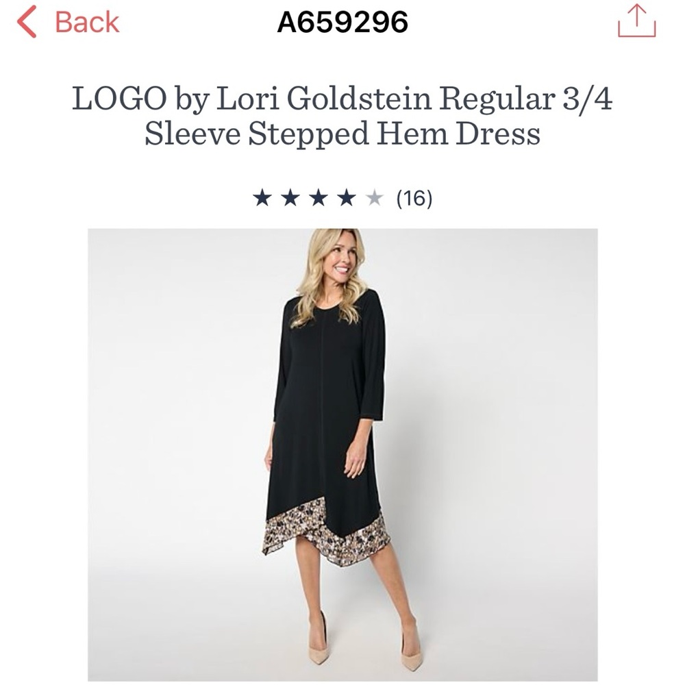 Lori Goldstein Petite 3/4 Sleeve Stepped Hem Dress